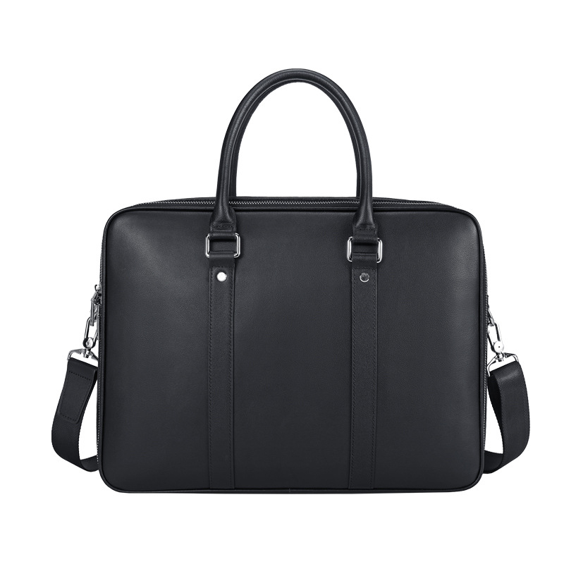 Üzleti táska valódi bőrből, felső réteg marhabőrből, egyszínű, poliészter bélés, ideális üzleti utazásokhoz