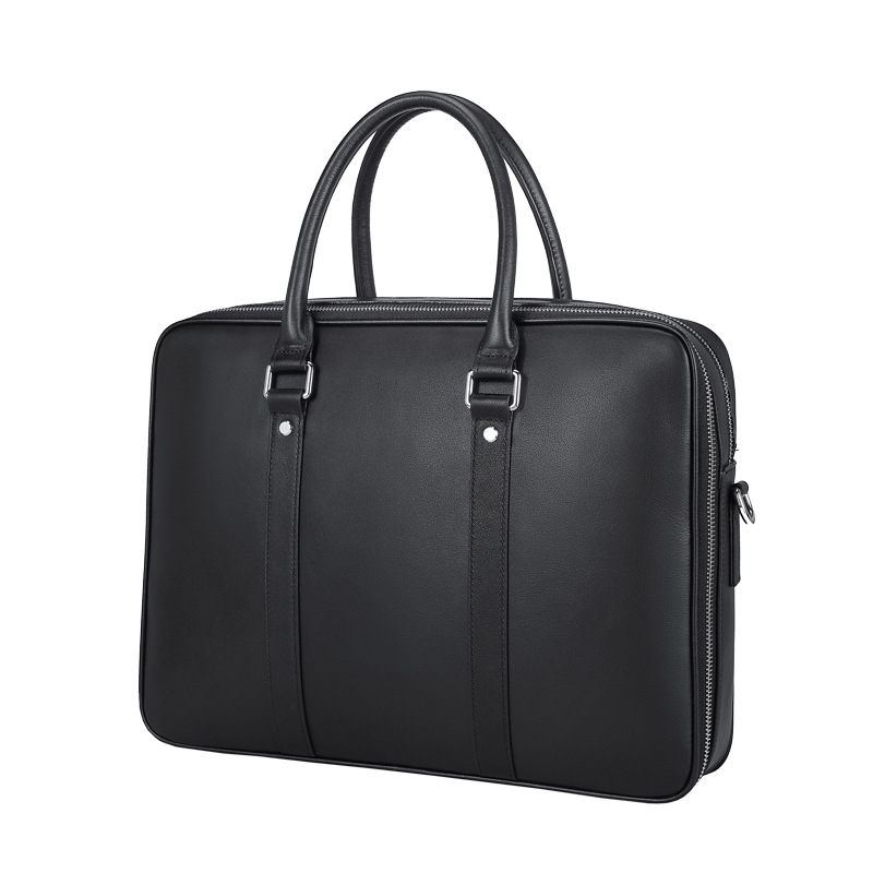 Üzleti táska valódi bőrből, felső réteg marhabőrből, egyszínű, poliészter bélés, ideális üzleti utazásokhoz