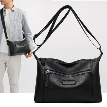 Férfi válltáska valódi bőrből — városi minimalista stílus, első réteg marhabőrből, poliészter bélés, márka Gorchis