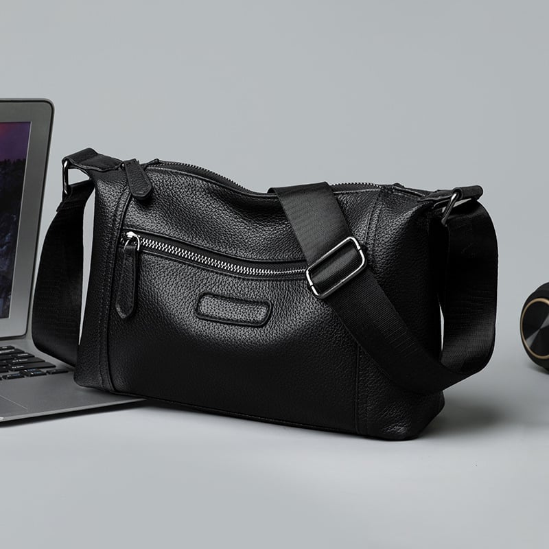 Férfi válltáska valódi bőrből — városi minimalista stílus, első réteg marhabőrből, poliészter bélés, márka Gorchis