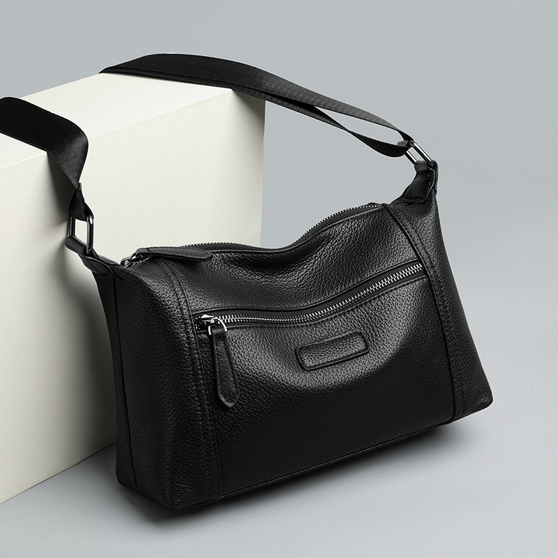 Férfi válltáska valódi bőrből — városi minimalista stílus, első réteg marhabőrből, poliészter bélés, márka Gorchis