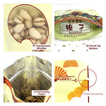 Geantă de ambalare a nucilor cu ZIP din plastic, pentru fructe uscate — Brand: Jichang Plastic Industry