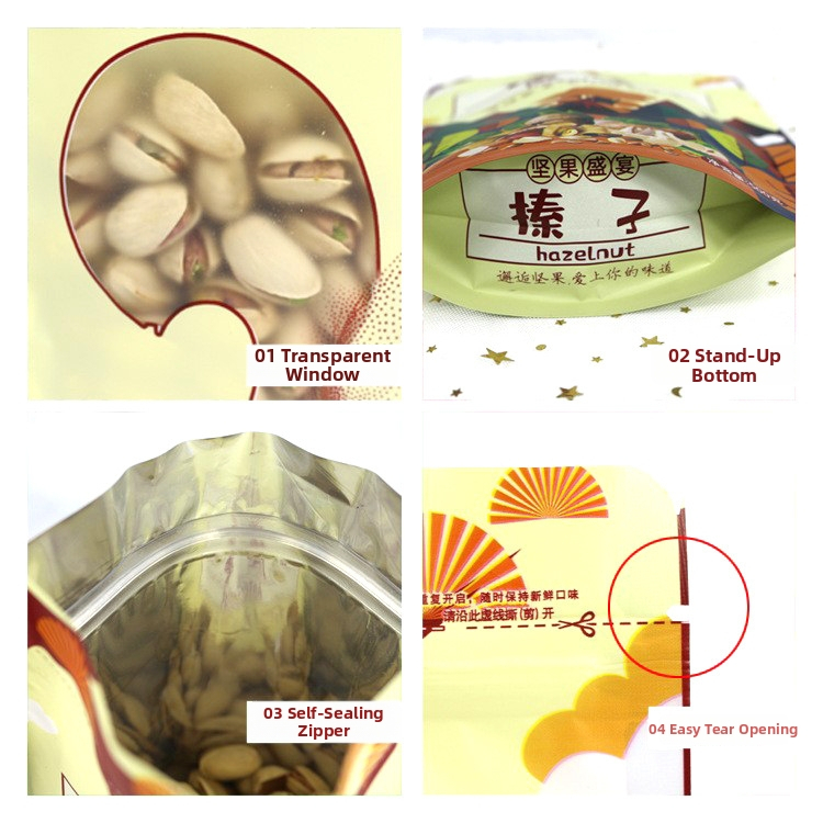 Geantă de ambalare a nucilor cu ZIP din plastic, pentru fructe uscate — Brand: Jichang Plastic Industry