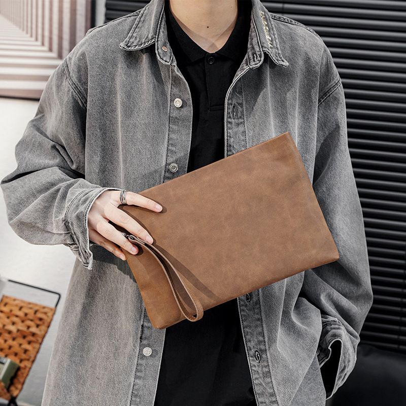 Férfi clutch táska PU bőrrel, vízálló és kopásálló, üzleti utazáshoz, dokumentumtáska