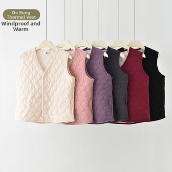 Жилет за зима с флисово подплътяване и памучен пълнеж, V-образно деколте, тясна кройка