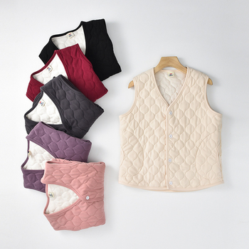 Жилет за зима с флисово подплътяване и памучен пълнеж, V-образно деколте, тясна кройка