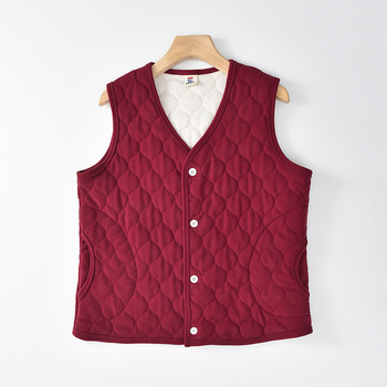 Жилет за зима с флисово подплътяване и памучен пълнеж, V-образно деколте, тясна кройка