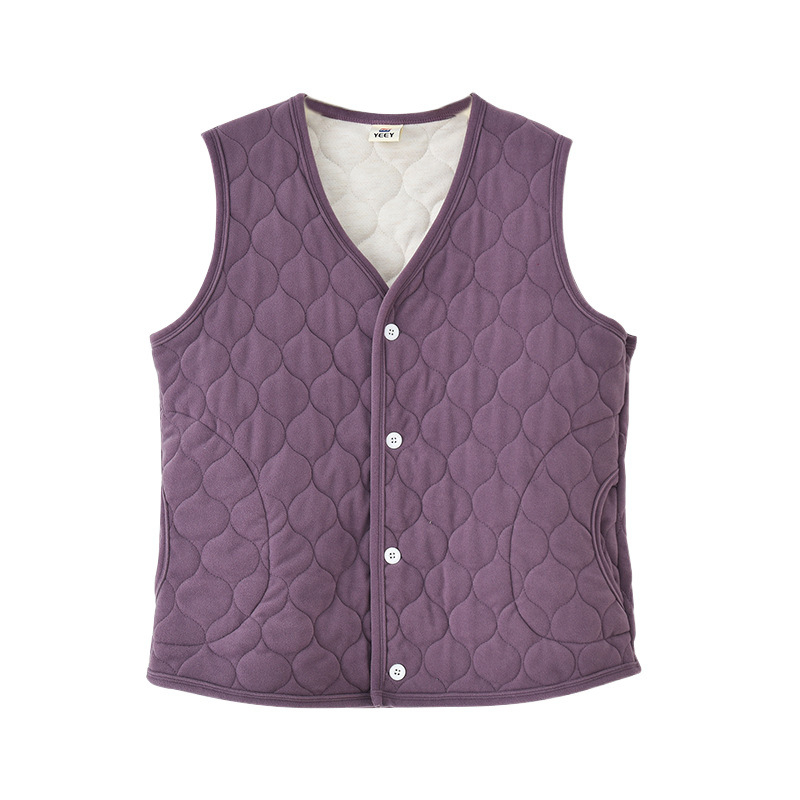 Жилет за зима с флисово подплътяване и памучен пълнеж, V-образно деколте, тясна кройка