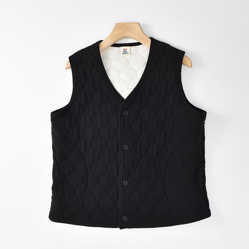 Жилет за зима с флисово подплътяване и памучен пълнеж, V-образно деколте, тясна кройка