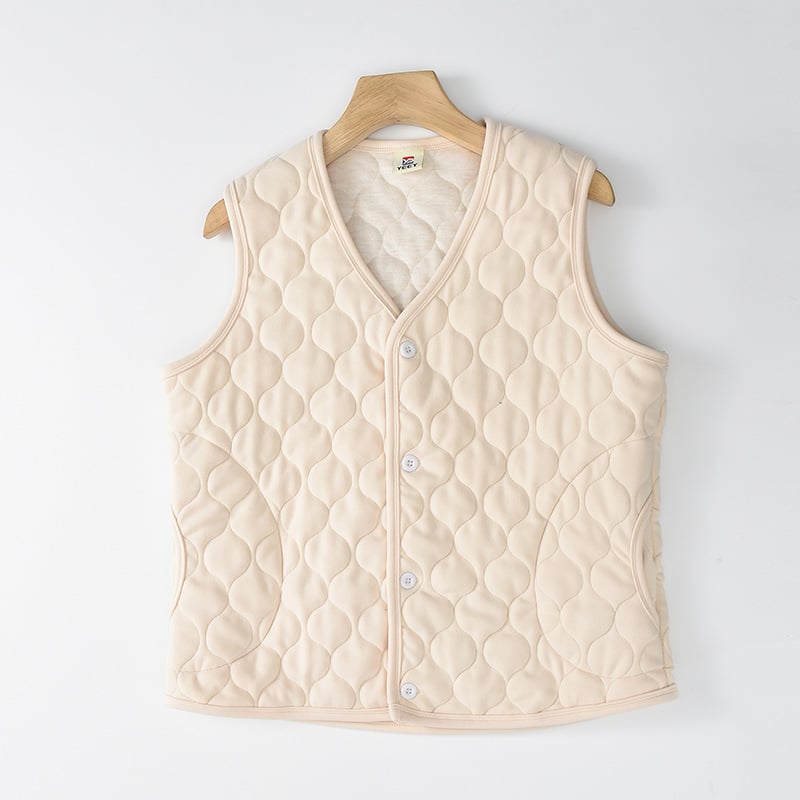 Жилет за зима с флисово подплътяване и памучен пълнеж, V-образно деколте, тясна кройка