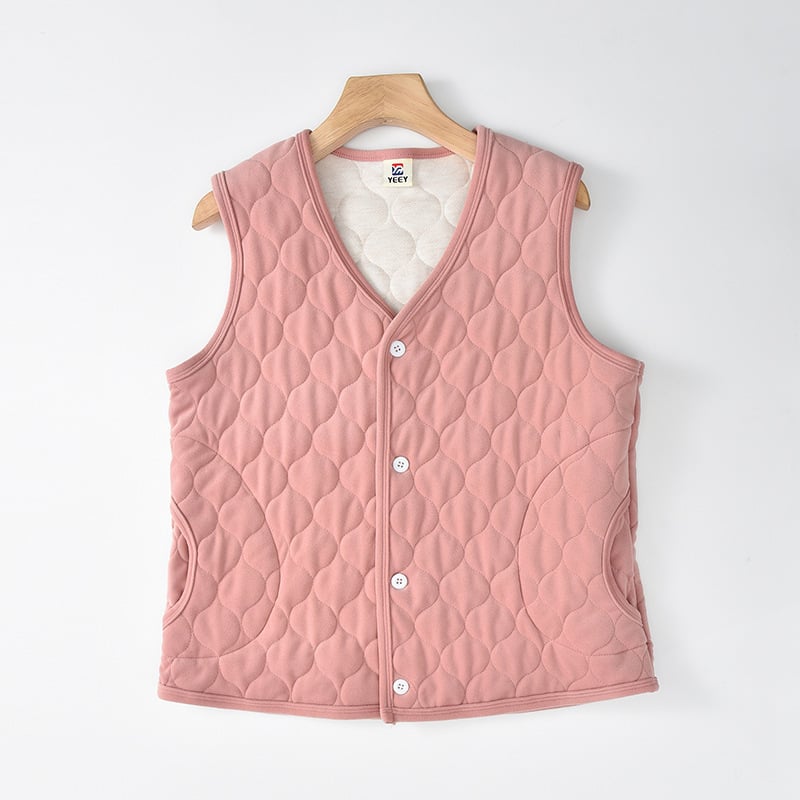 Жилет за зима с флисово подплътяване и памучен пълнеж, V-образно деколте, тясна кройка