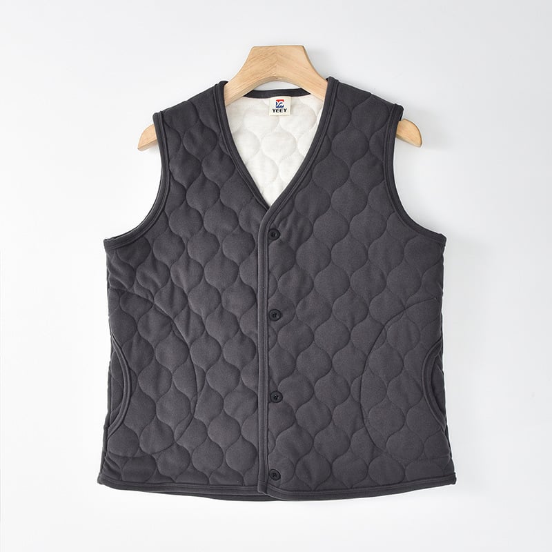 Жилет за зима с флисово подплътяване и памучен пълнеж, V-образно деколте, тясна кройка