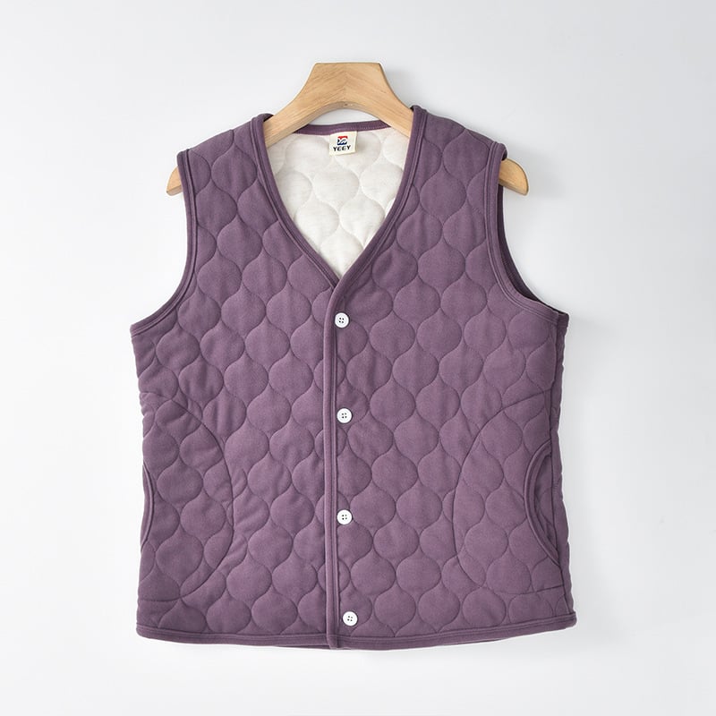 Жилет за зима с флисово подплътяване и памучен пълнеж, V-образно деколте, тясна кройка