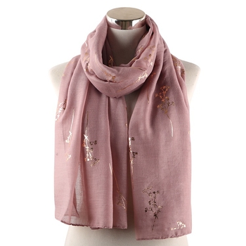 Női sál aranyozott ág mintával — poliészter; sima szövés; nyomtatás; dekoráció; geometriai mintázat