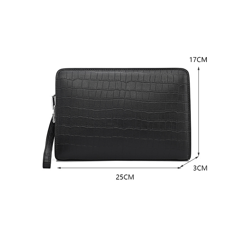 Muška clutch torba od prave kože, zaštita od krađe, gradski stil, jednostavan uzorak, podstava od poliestera, Boliao