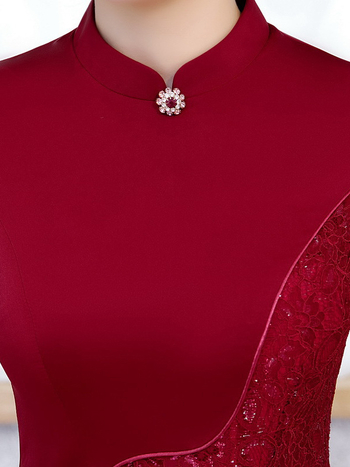 Kínai stílusú csipkés ruha, patchwork csipkével, midi hosszú, 70–80% poliészter és legfeljebb 30% gyapot, tavasz 2023