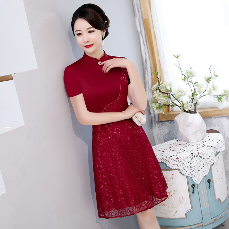 Kínai stílusú csipkés ruha, patchwork csipkével, midi hosszú, 70–80% poliészter és legfeljebb 30% gyapot, tavasz 2023