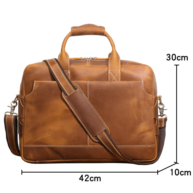 Üzleti táska valódi bőrből – első réteg tehénbőrből, bélés poliészter-pamut, bővítési funkció, ideális üzleti utazásokhoz