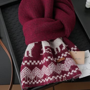 Шал от вълнен бленд с жакардов модел Fair Isle, плетен по warp техника, зимен топъл аксесоар