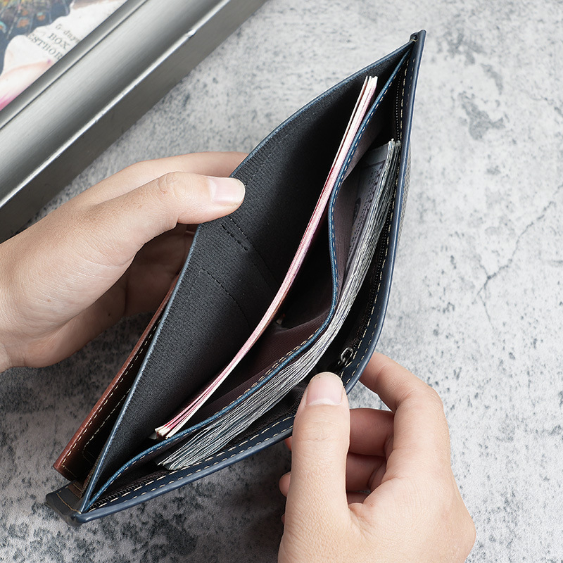 Férfi kompakt pénztárca többkártyás rekeszekkel (PU anyag; városi minimalist stílus; egyszínű minta; belső bőrhatású textil; mindennapi használat)