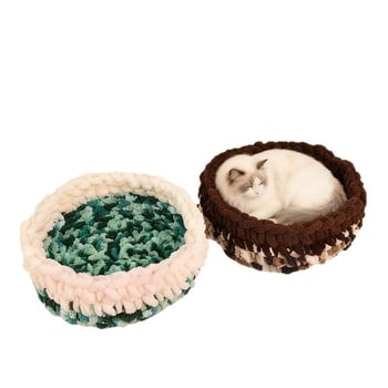 Κυκλικό γατόσπιτο από μαλλί, ημι-κλειστό, αναπνεόμενο, για εσωτερική χρήση, κατάλληλο για γάτες και σκύλους
