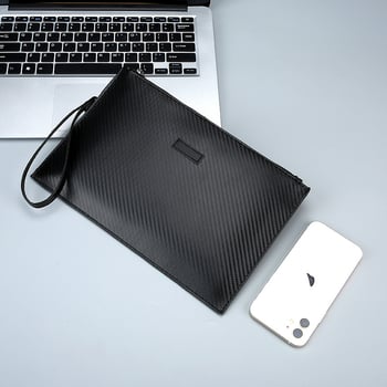 Férfi clutch PU bőrből, csíkos mintázat, nylon bélés, üzleti utazásokhoz, CHIZUNDAISHU