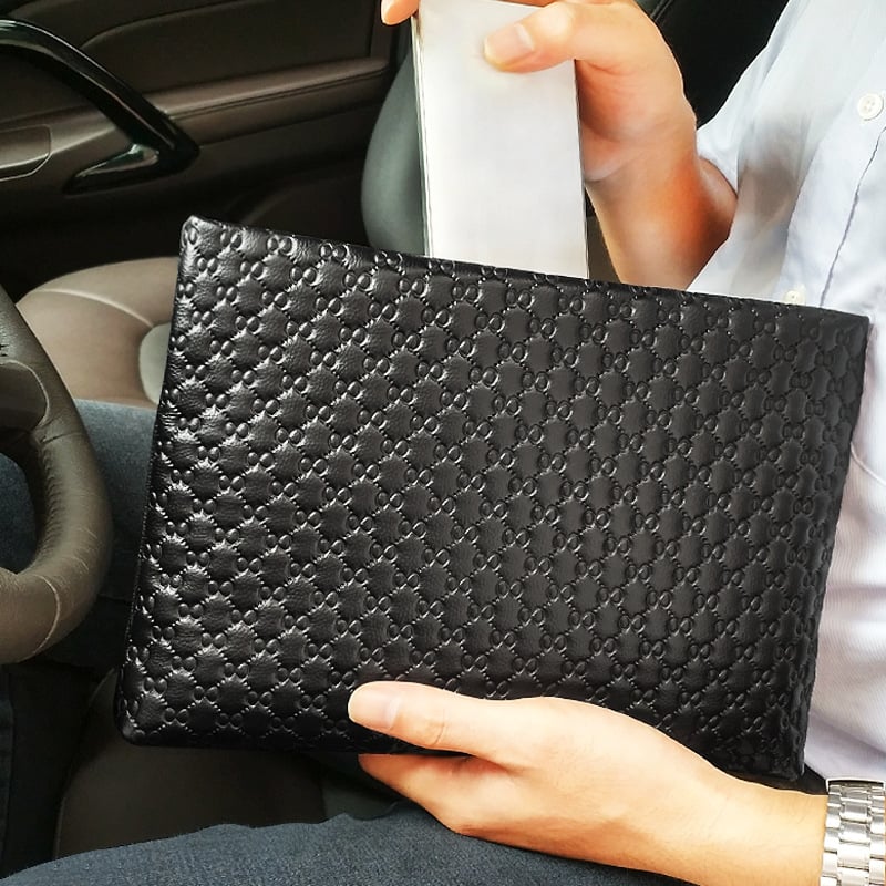 KLORD muška kožna clutch FL6698, gornji sloj teleće kože, horizontalni kvadratni oblik, zatvarač, srednji kapacitet ispod 20L, vodootporan, zglobni remen