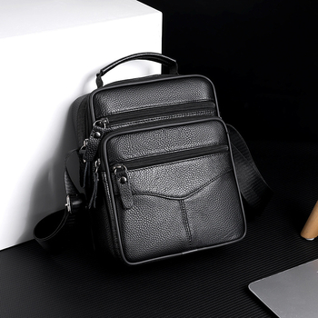 Muška crossbody torba od prvog sloja kože, vertikalni dizajn (koža prvog sloja; vodootporna; ultra lagana; otporna na habanje)