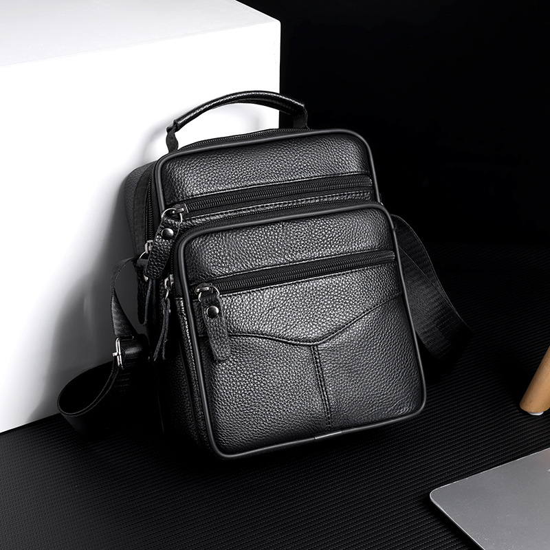 Muška crossbody torba od prvog sloja kože, vertikalni dizajn (koža prvog sloja; vodootporna; ultra lagana; otporna na habanje)