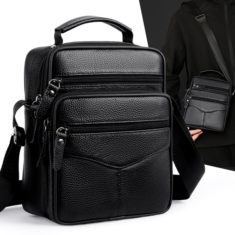 Muška crossbody torba od prvog sloja kože, vertikalni dizajn (koža prvog sloja; vodootporna; ultra lagana; otporna na habanje)