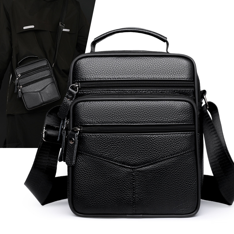Muška crossbody torba od prvog sloja kože, vertikalni dizajn (koža prvog sloja; vodootporna; ultra lagana; otporna na habanje)