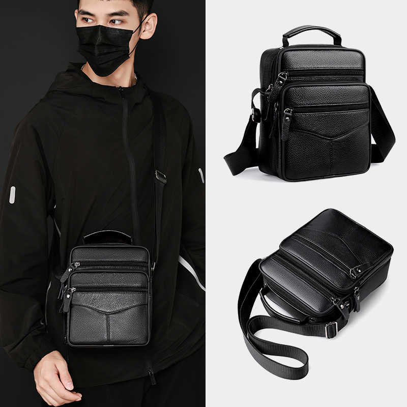 Muška crossbody torba od prvog sloja kože, vertikalni dizajn (koža prvog sloja; vodootporna; ultra lagana; otporna na habanje)