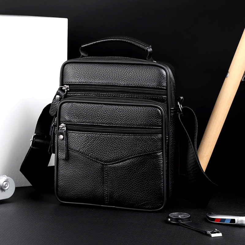 Muška crossbody torba od prvog sloja kože, vertikalni dizajn (koža prvog sloja; vodootporna; ultra lagana; otporna na habanje)