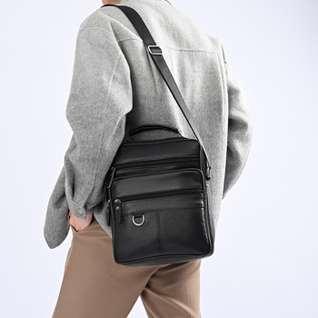 Muška crossbody torba od prave kože, vodootporna, podstava od teleće kože, poslovni stil