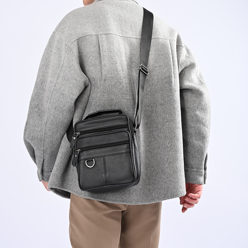 Muška crossbody torba od prave kože, vodootporna, podstava od teleće kože, poslovni stil