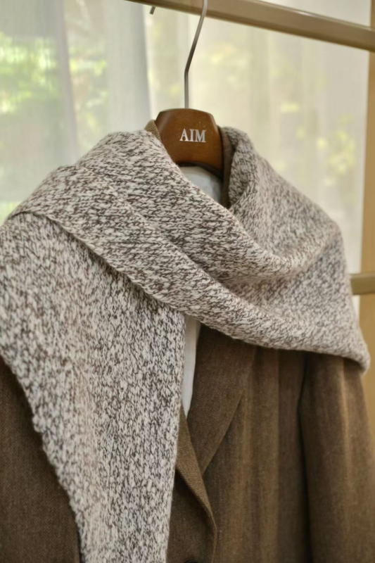 SYWC Шал от вълнена смес, триъгълен дизайн, warp knitting, зимна топлина