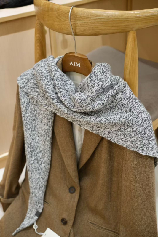 SYWC Шал от вълнена смес, триъгълен дизайн, warp knitting, зимна топлина