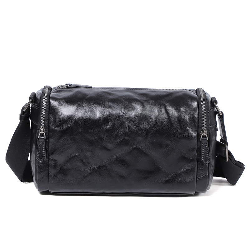 Muška crossbody torba od prave kože, Vegetable-Tanned, Hand-Scratch Pattern, Model N3020, podstava od poliesteru, prozračna