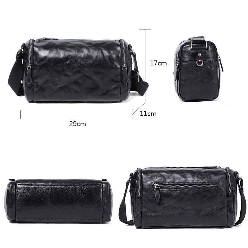 Muška crossbody torba od prave kože, Vegetable-Tanned, Hand-Scratch Pattern, Model N3020, podstava od poliesteru, prozračna