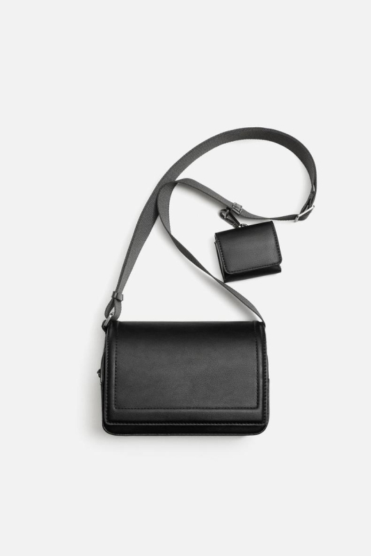 Muška PU crossbody torba, 2-u-1 za poslovna putovanja, jedinstven jednobojni uzorak, polyester podstava, jesen 2024, pogodna za prijenosno računalo