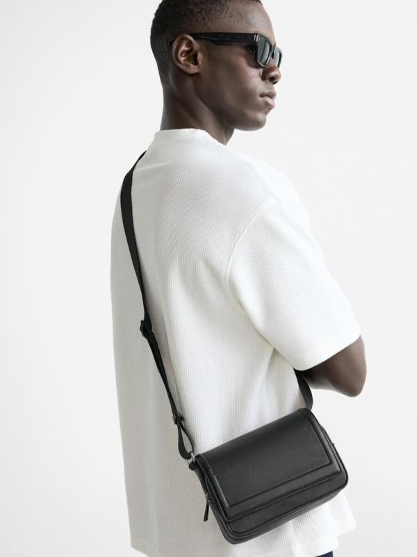Muška PU crossbody torba, 2-u-1 za poslovna putovanja, jedinstven jednobojni uzorak, polyester podstava, jesen 2024, pogodna za prijenosno računalo