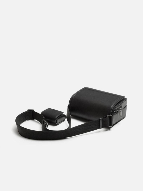 Muška PU crossbody torba, 2-u-1 za poslovna putovanja, jedinstven jednobojni uzorak, polyester podstava, jesen 2024, pogodna za prijenosno računalo