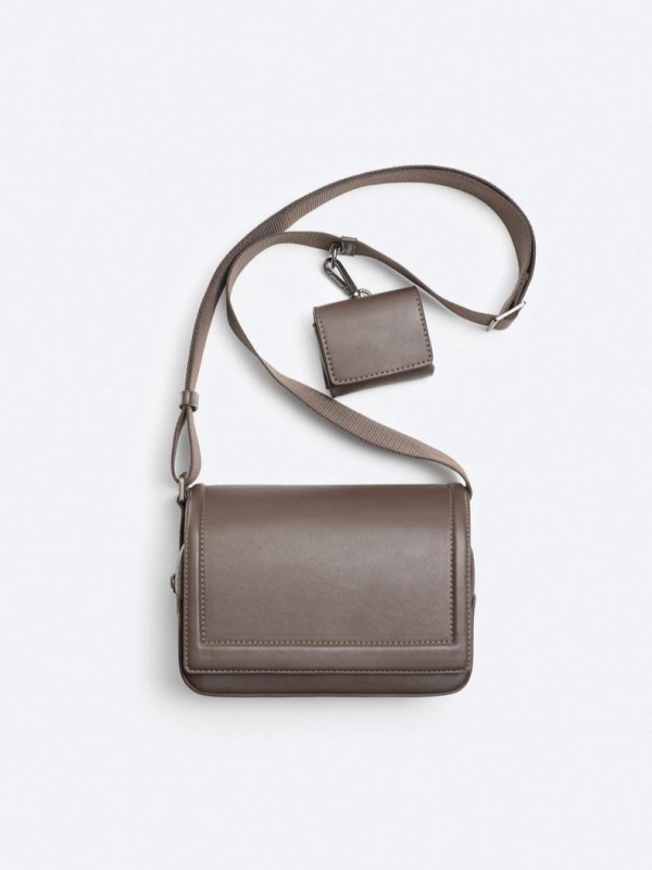 Muška PU crossbody torba, 2-u-1 za poslovna putovanja, jedinstven jednobojni uzorak, polyester podstava, jesen 2024, pogodna za prijenosno računalo