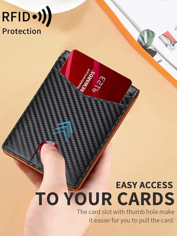 Muški novčanik s 14 RFID kartica, dvostruki preklop, uzorak karbonskih vlakana, velika kapaciteta, PU koža, zaštita od krađe