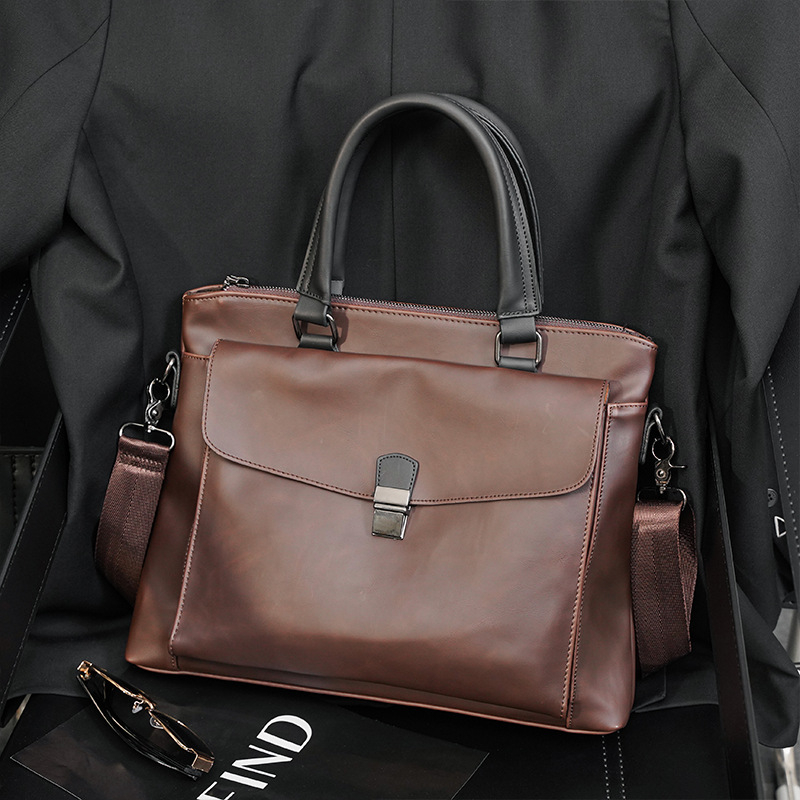 Muška crossbody torba za poslovna putovanja, PU koža, vodootporna, poliester podstava, jednobojni dizajn