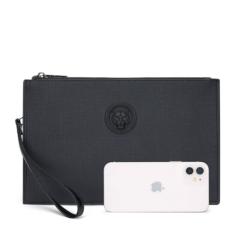 Férfi clutch – PU bőr, városi egyszerű stílus, állatmintás, belső nylon bélés, kopásállóság