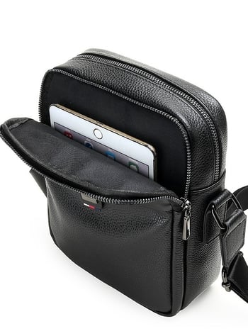 Férfi vállon átívelő táska valódi bőrből, felső réteg marhabőrből, vízálló és kopásálló, üzleti utazásokhoz