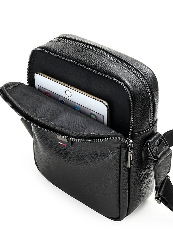 Férfi vállon átívelő táska valódi bőrből, felső réteg marhabőrből, vízálló és kopásálló, üzleti utazásokhoz