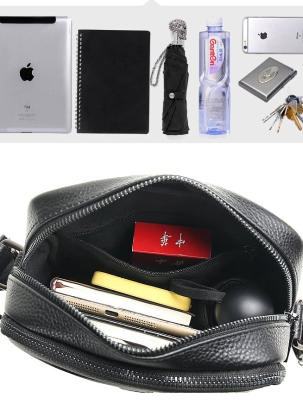 Férfi vállon átívelő táska valódi bőrből, felső réteg marhabőrből, vízálló és kopásálló, üzleti utazásokhoz