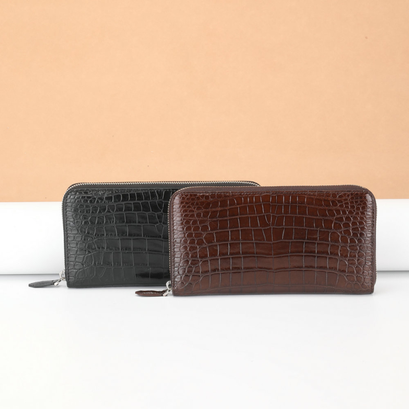Férfi krokodilbőr clutch, valódi bőrből, üzleti stílus, egyszínű, belső bélés marhabőrből